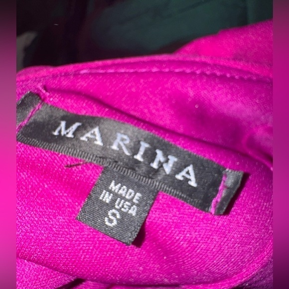 MARINA Fushia Pink Ruffle Cocktail Dress with Invisible Zipper size S - Picture 2 of 8